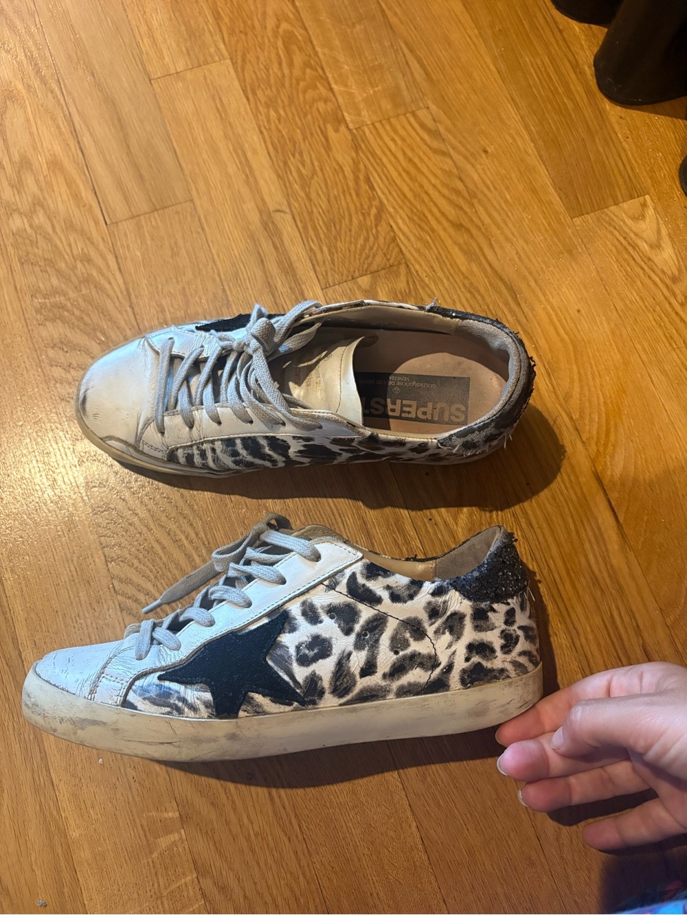 Golden goose superstar White Leopard Print Sneakers - size 37